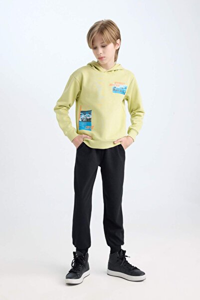 DeFacto Erkek Çocuk 2'li Takım Kapüşonlu Baskılı Sweatshirt Beli Lastikli Jogger Eşofman Altı D5222A824WN