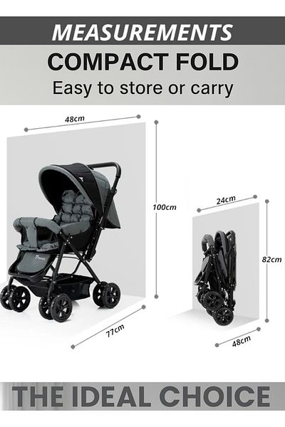 Generic Foldable Baby Stroller – Reversible Handle, Multi-position Recline, Shock Absorbing Wheels