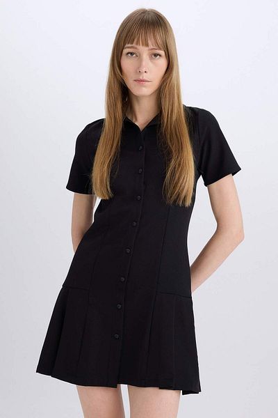 DeFacto Rochie mini plisată cu mânecă scurtă, de bază, cu gât polo D4203ax24au