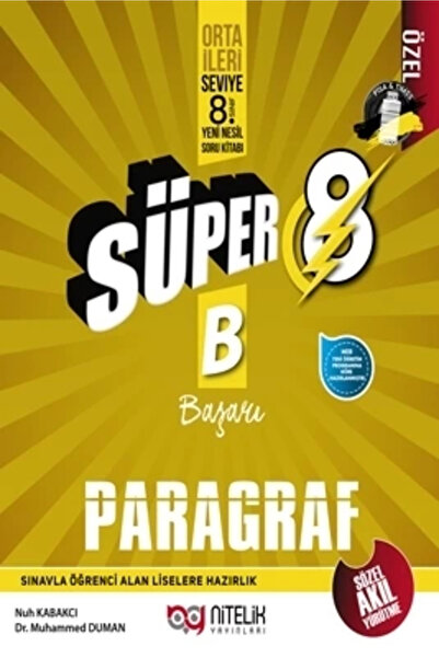 Nitelik Yayınları LGS 8. Sınıf Yeni Nesil B Serisi Süper Paragraf Soru Bankası