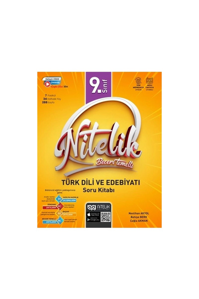 Nitelik Yayınları Nitelik 9.sınıf Türk Dili Ve Edebiyatı Soru Kitabı Beceri T...