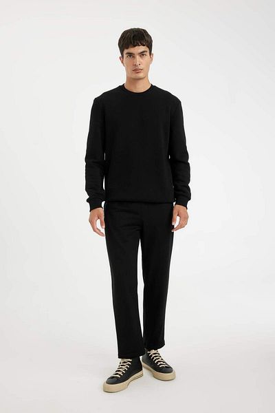 DeFacto Pantaloni de trening negri Slim Fit cu fermoar - D6091ax24au