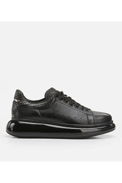 Hotiç Pantofi casual negri din piele pentru bărbați