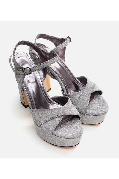 Hotiç Rochie de seară gri pentru damă Sandale cu toc