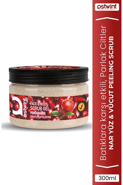 Ostwint Face and Body Peeling Scrub Pomegranate 300ml Skin Cleanser Smoothing Circulation Accelerator