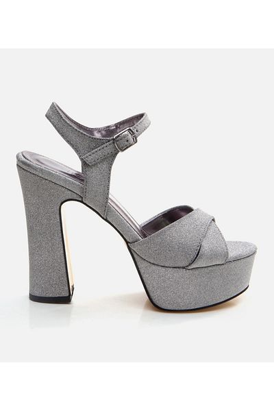 Hotiç Rochie de seară gri pentru damă Sandale cu toc