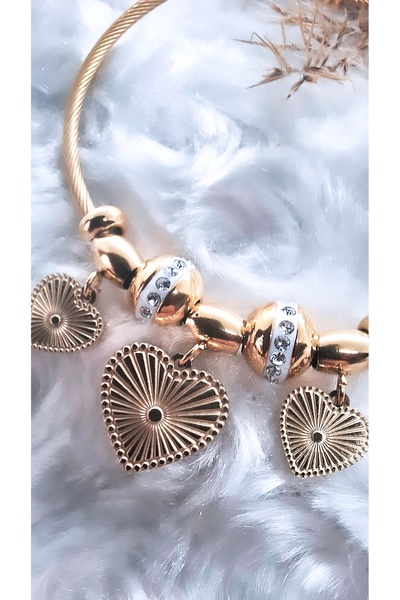 Serenity شكل قلب حجر الراين سوار الصلب