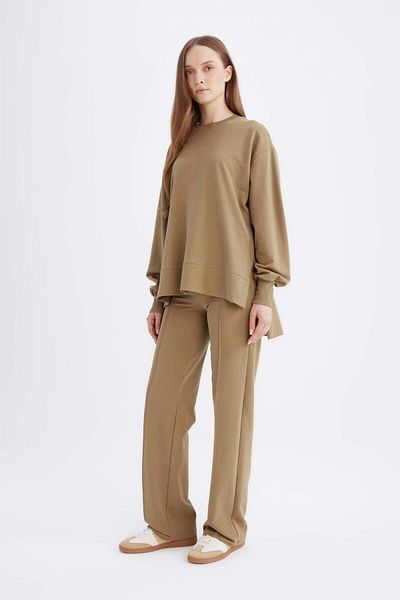 DeFacto Pantaloni de sport cu picioare largi, cu picioare largi, cu talie elastică, uni de bază D4805AX24AU