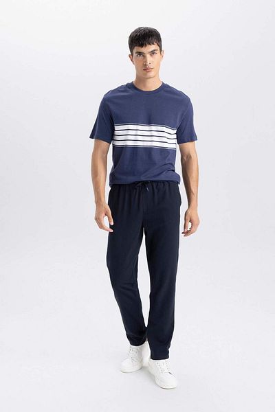 DeFacto Pantaloni negri de bază, drepti, cu talie elastică, cu șireturi, cu buzunare, D8640AX24AU