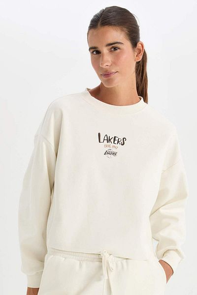 DeFacto Los Angeles Lakers Fit Nba Crew Neck Sweatshirt D0682Ax24Au