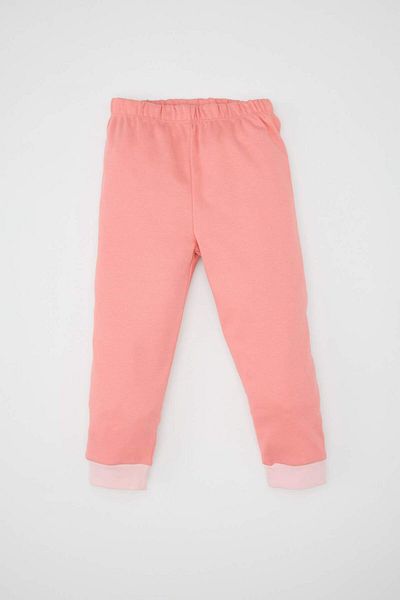 DeFacto Set pijamale fetiță cu decolteu tip guler imprimat cu mâneci lungi Top cu talie elastică D3441A524AU