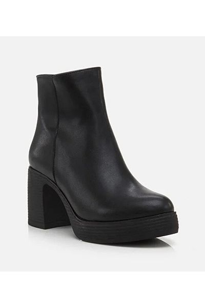 Yaya by Hotiç Women's Black Pedestrian Heeled Boots