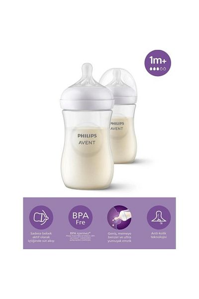 Philips Avent الاستجابة الطبيعية Pp 2'li Biberon Seti، 1 Ay 260 مل