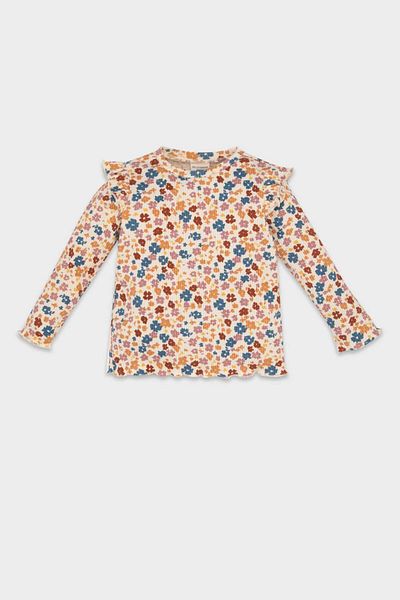 DeFacto Tricou cu mânecă lungă pentru fetiță, cu decolteu rotund, cu nervuri florale D6679a524wn