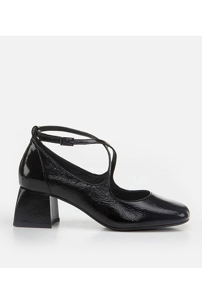 Hotiç Piele naturală neagră - Pantofi de damă cu toc gros