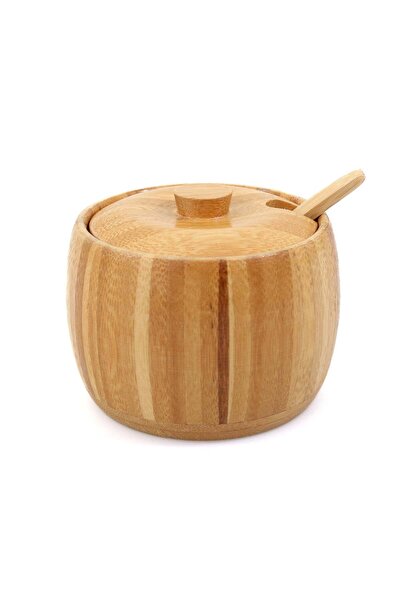 Ella Home Recipient cu capac și linguriță, lemn, 8 cm