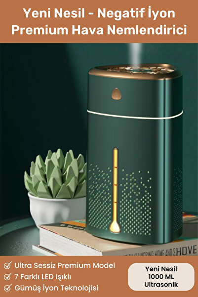 Noriyen Yeni Nesil Negatif İyon Büyük 1000 ML Ultrasonik Hava Nemlendirici Lü...