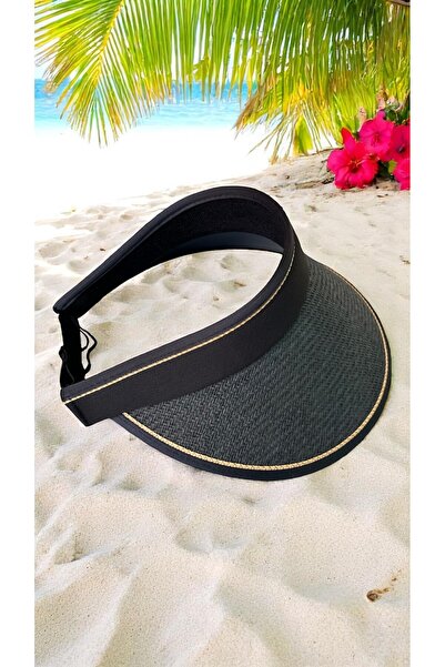 Deeplively Kadın Hasır Şapka Yazlık Plaj Şapka Premium Kalite - Aksesuarlı Vizör Şapka