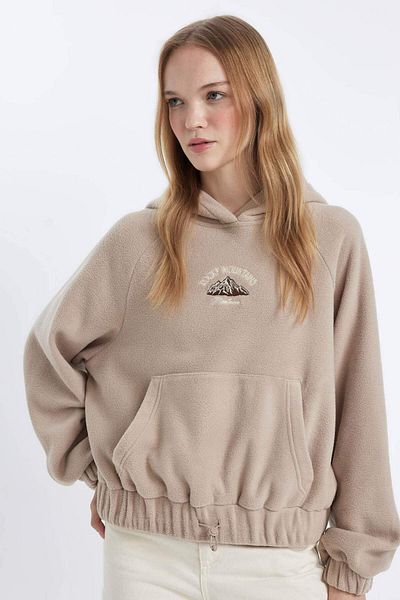 DeFacto Hanorac din fleece cu buzunar cangur cu glugă Coool Loose Fit C8197ax24wn