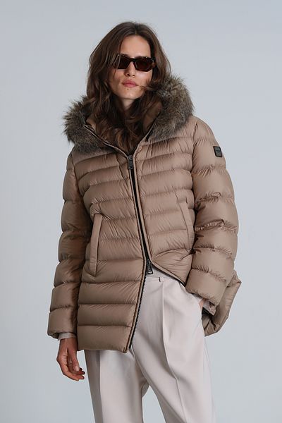 Lufian Beige Goose Feather Women's Coat - Elite