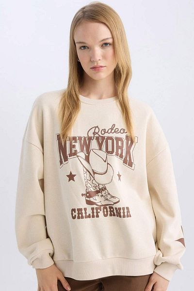 DeFacto Hanorac gros cu imprimeu Coool Oversize Wide Fit Crew Deck D5306ax24au