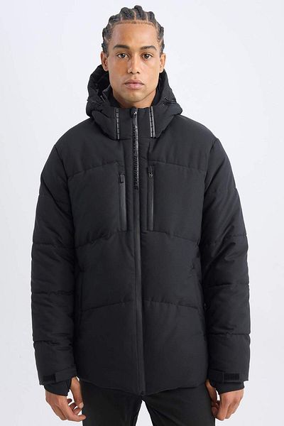 DeFacto Fit Water Repellent Slim Fit Glugă Închidere cu fermoar Buzunar din țesătură de mătase Palton A3519ax24wn