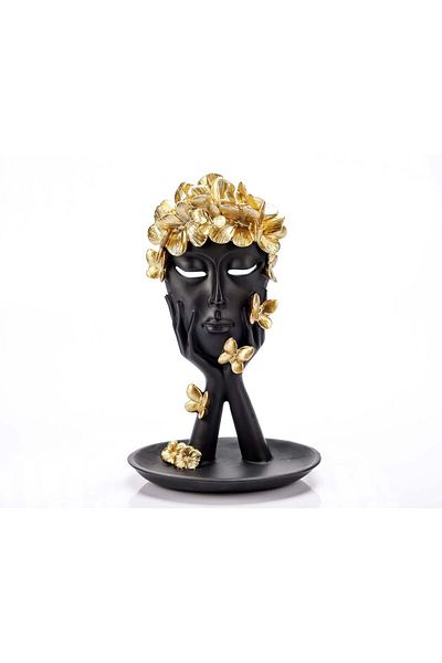 Ella Home Italia Statueta "Crown Black" din rasina