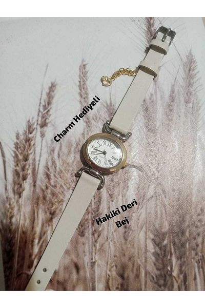 QUARTZ ساعة يد نسائية بسلك جلدي عتيق بتصميم كلاسيكي على شكل فراشة موديل CHARMLI 0057