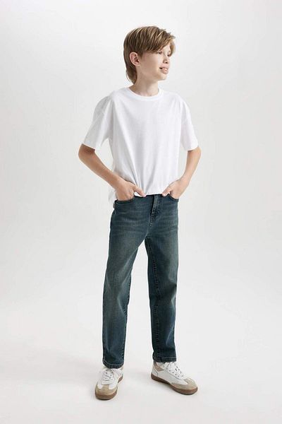 DeFacto Pantaloni de blugi pentru băiat, cu picioare drepte, cu buzunare C7237A824CW