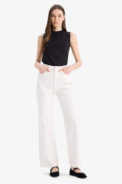DeFacto Tricou de bază, simplu, negru, fără mâneci, cu decolteu, tunică D4894ax24wn
