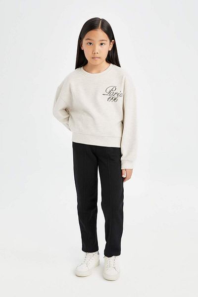 DeFacto Hanorac pentru fete Relax Fit Crew Neck imprimat din țesătură Thessaloniki D4786A824WN