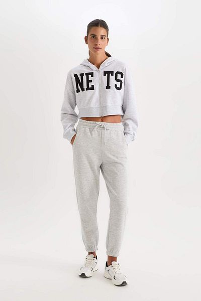 DeFacto Hanorac DeFactoFit NBA Brooklyn Nets Crop cu fermoar gros D2362AX24AU