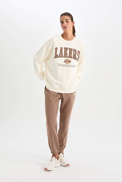 DeFacto Defactofit Nba Los Angeles Lakers Oversize Wide Fit Crew Neck Thick Sweatshirt A9550Ax24Au