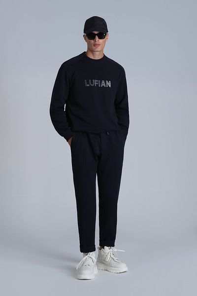 Lufian سويت شيرت لوثر للرجال باللون الأزرق الداكن