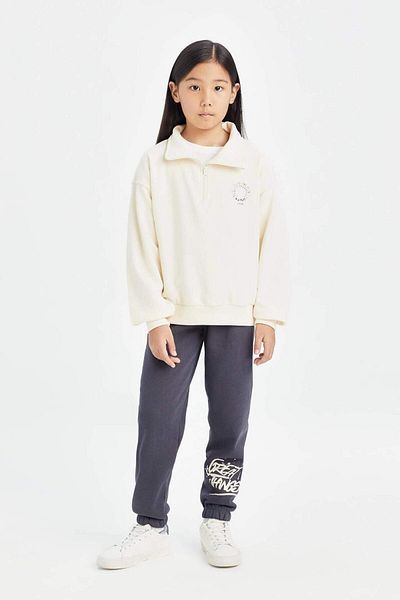 DeFacto Pantaloni de sport pentru fete, cu talie imprimată, cu picioare elastice D3208A824WN