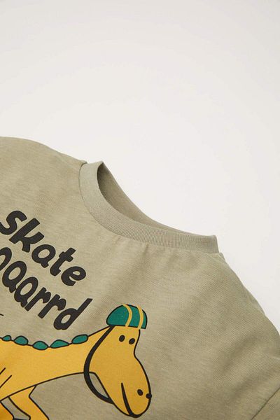 DeFacto Langarm-T-Shirt mit Dinosaurier-Aufdruck für Babys, reguläre Passform, Rundhalsausschnitt, D5794A5NS