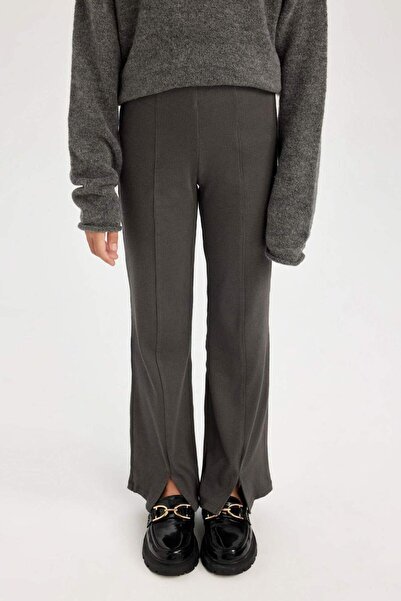 DeFacto Kız Çocuk İspanyol Paça Yırtmaçlı Standart Boy Fitilli Kaşkorse Tayt D0747A824AU