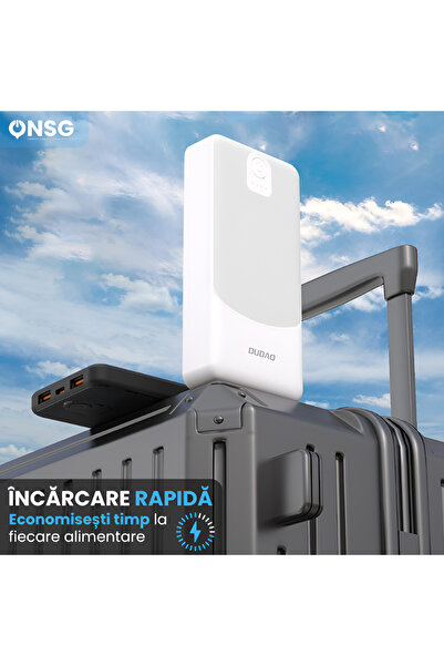 DUDAO Powerbank 20000mAh, Dual Charging 2 x USB-A 5V 2A, Max Power 10W, White