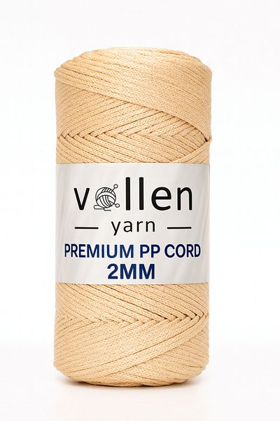 vollen yarn 200гр/230м Премиум полиестерен макраме конец 2мм, макраме конец, макраме, конец за калъф, конец за чанта, млечно кафе