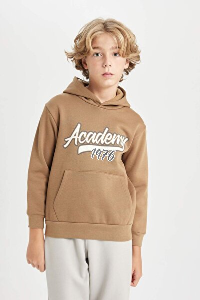 DeFacto Erkek Çocuk Kapüşonlu Cepli Baskılı Sweatshirt C9806A824WN