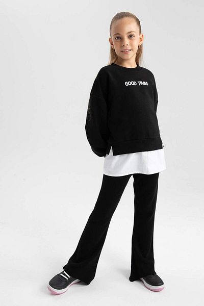 DeFacto Girls Flare Fit Spanish Leg Basic Plain Knitwear Trousers A6029A824Wn
