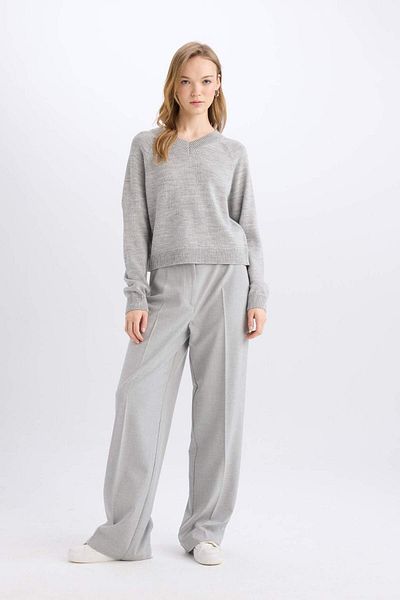 DeFacto Pantaloni de mărime standard, picior lat, picior lat, de bază, drept, talie înaltă 25k 801004590