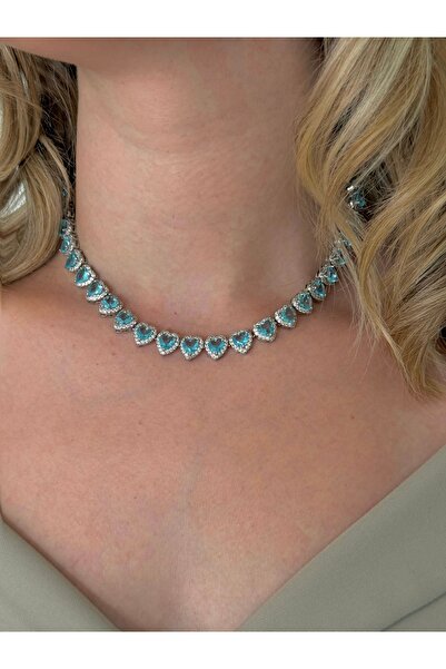 h&b design jewel Mavi Kalpli Su Yolu Kolye