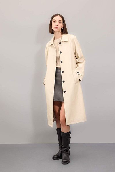 DeFacto Dfc - Faux Leather Regular Fit Trench Coat
