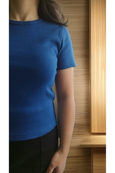 Aslında Look Bisiklet Yaka Kısa Kol Fitilli Likralı Bady Bluz T-shirt