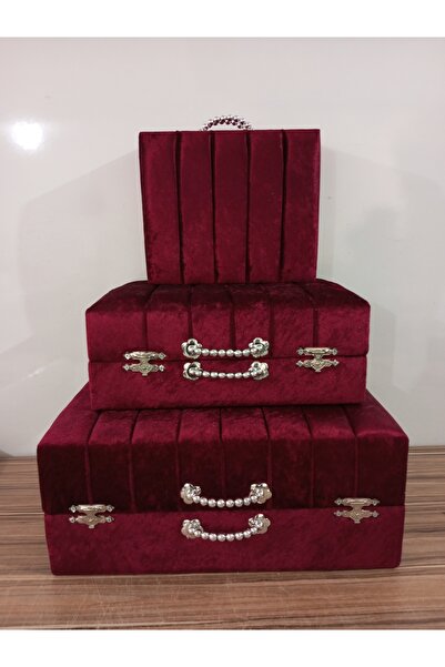 Hasret Çeyiz Sandık Gelin Damat Bavul Çanta Hurç Çeyiz Sandığı 3lü 0557