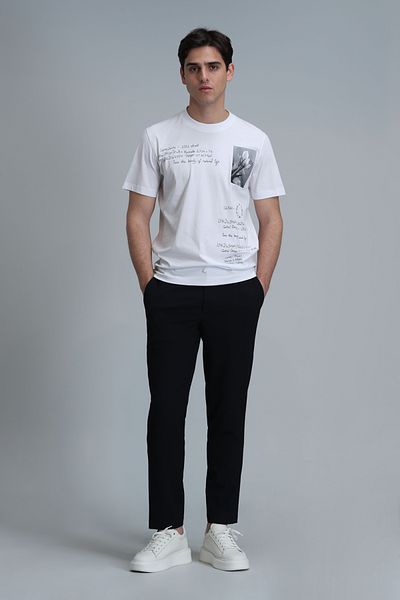 Lufian Fred Modern Graphic Patterned White T-Shirt