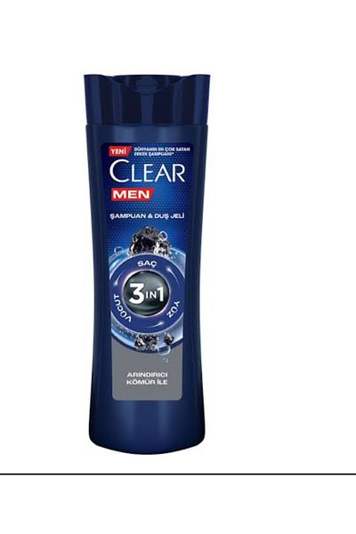 Clear جل استحمام شامبو 3 في 1 للرجال منقي للشعر والفحم والجسم