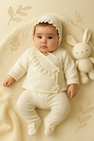 Ozz Baby 0-3 Months Baby Girl Newborn Pretty Girl Fistulous Ruffle Armored Fabric 5-Piece Hospital Outlet Zibin Set