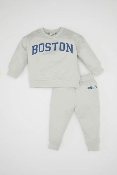 DeFacto Baby Boy 2 Piece Set Printed Crew Neck Sweatshirt Jogger Sweatpants D0718A524Au